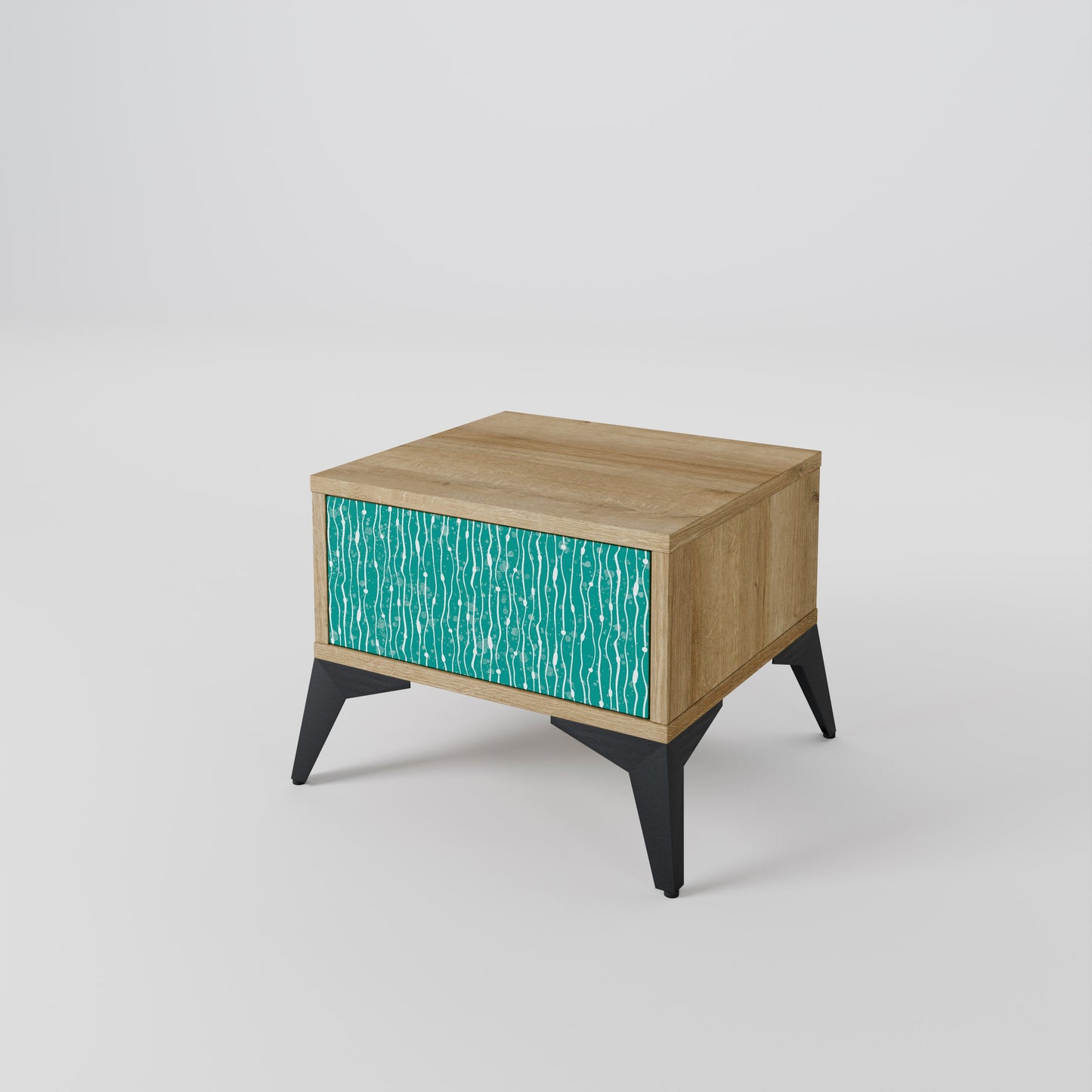 Comodino TURQUOISE RAIN in effetto rovere