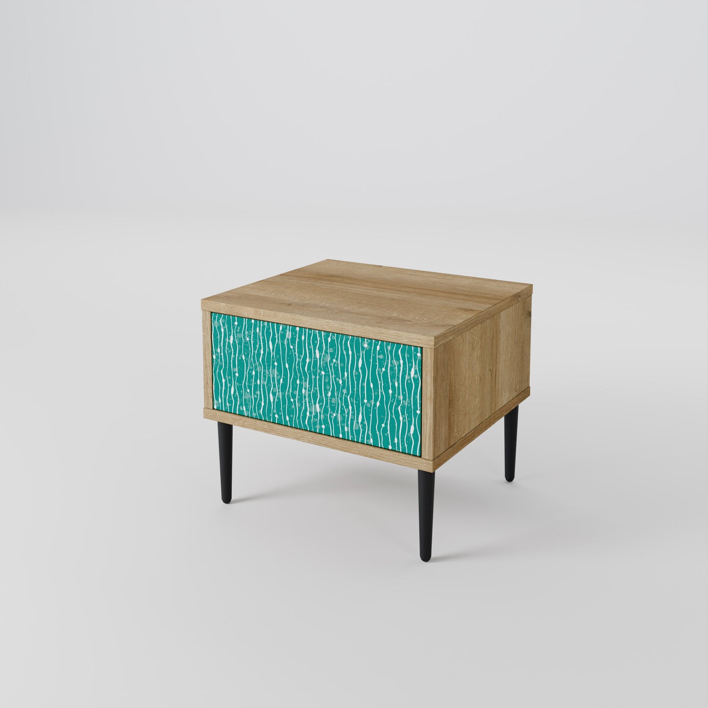 Comodino TURQUOISE RAIN in effetto rovere