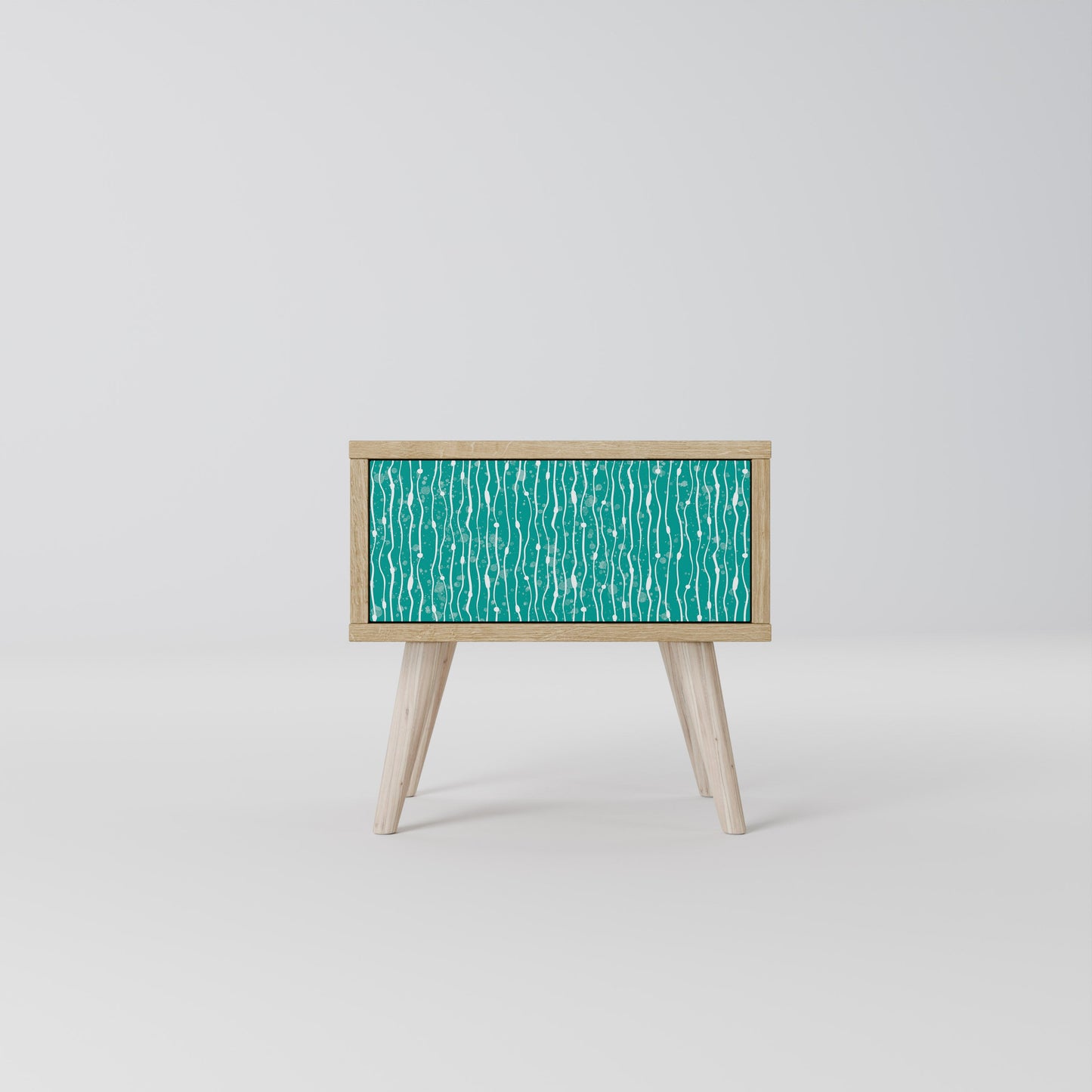 Comodino TURQUOISE RAIN in effetto rovere