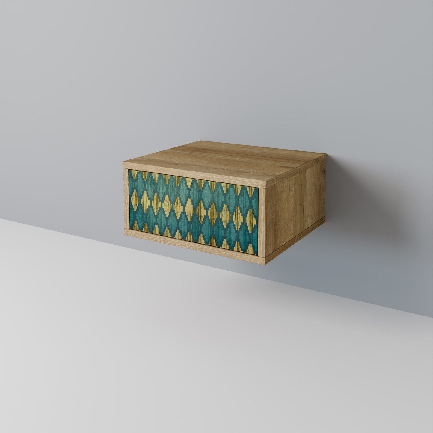 Comodino POLYGONS in effetto rovere