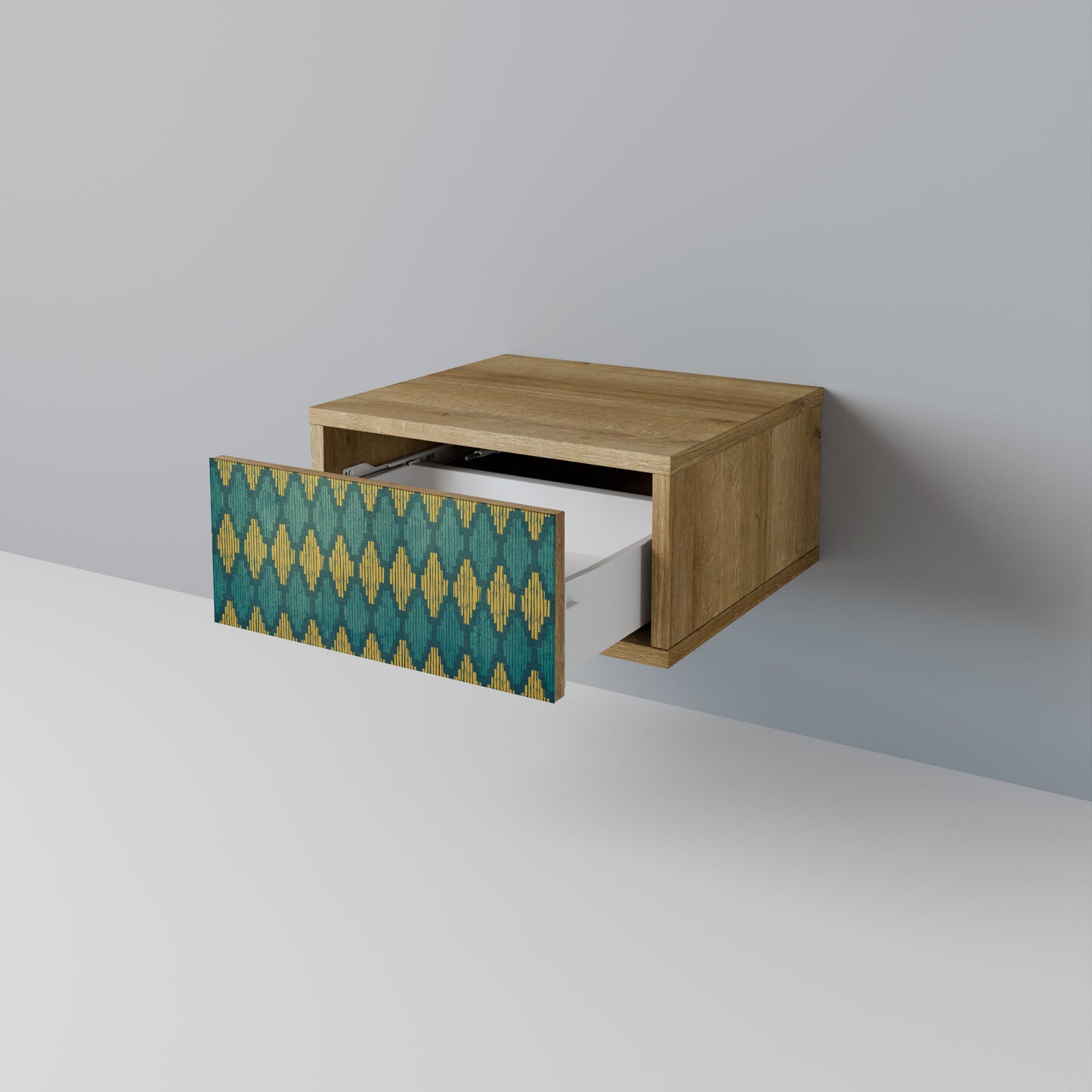 Comodino POLYGONS in effetto rovere