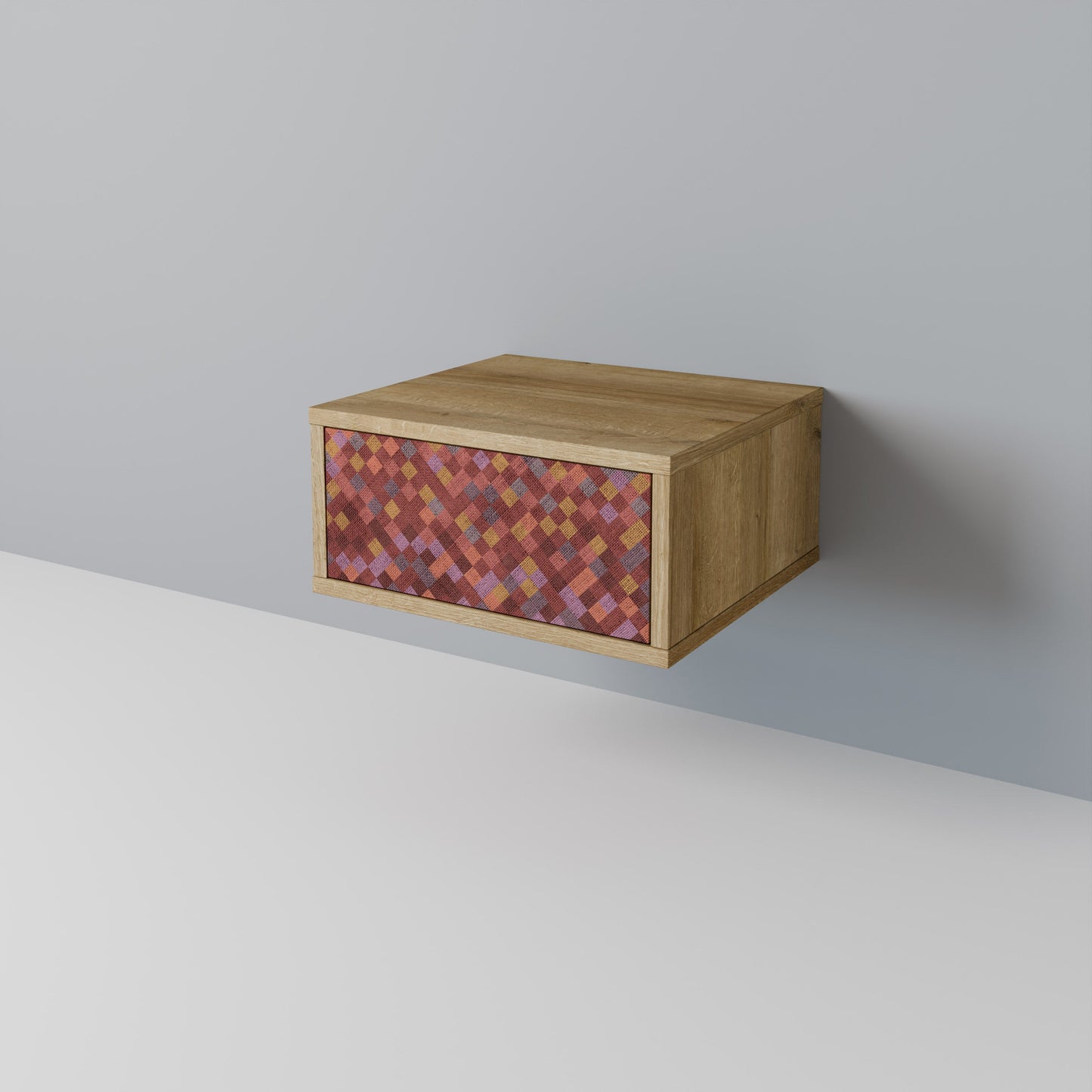 Comodino PAINTED SQUARES in effetto rovere