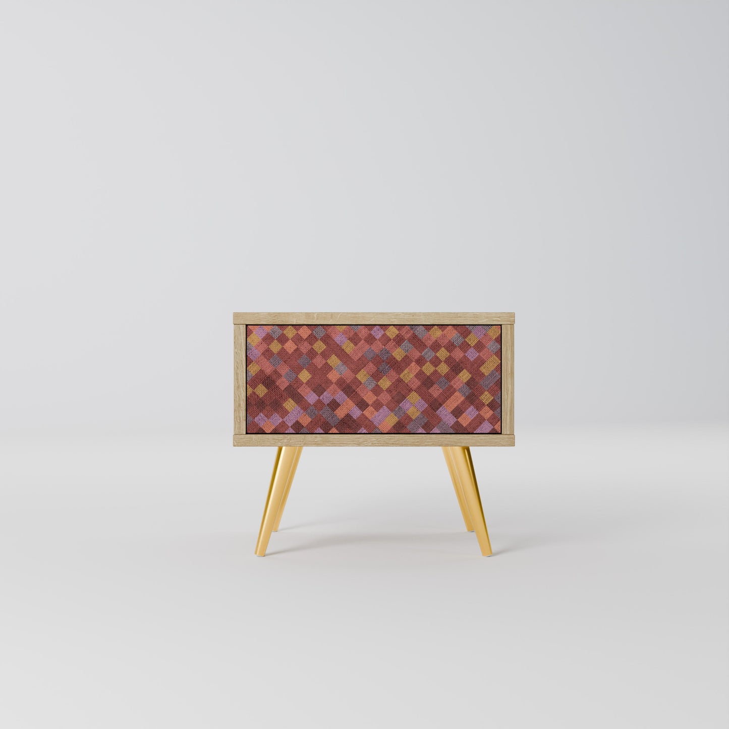 Comodino PAINTED SQUARES in effetto rovere