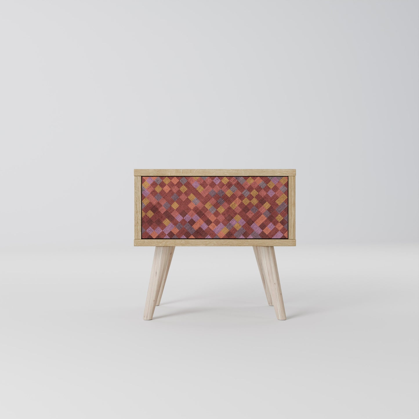 Comodino PAINTED SQUARES in effetto rovere