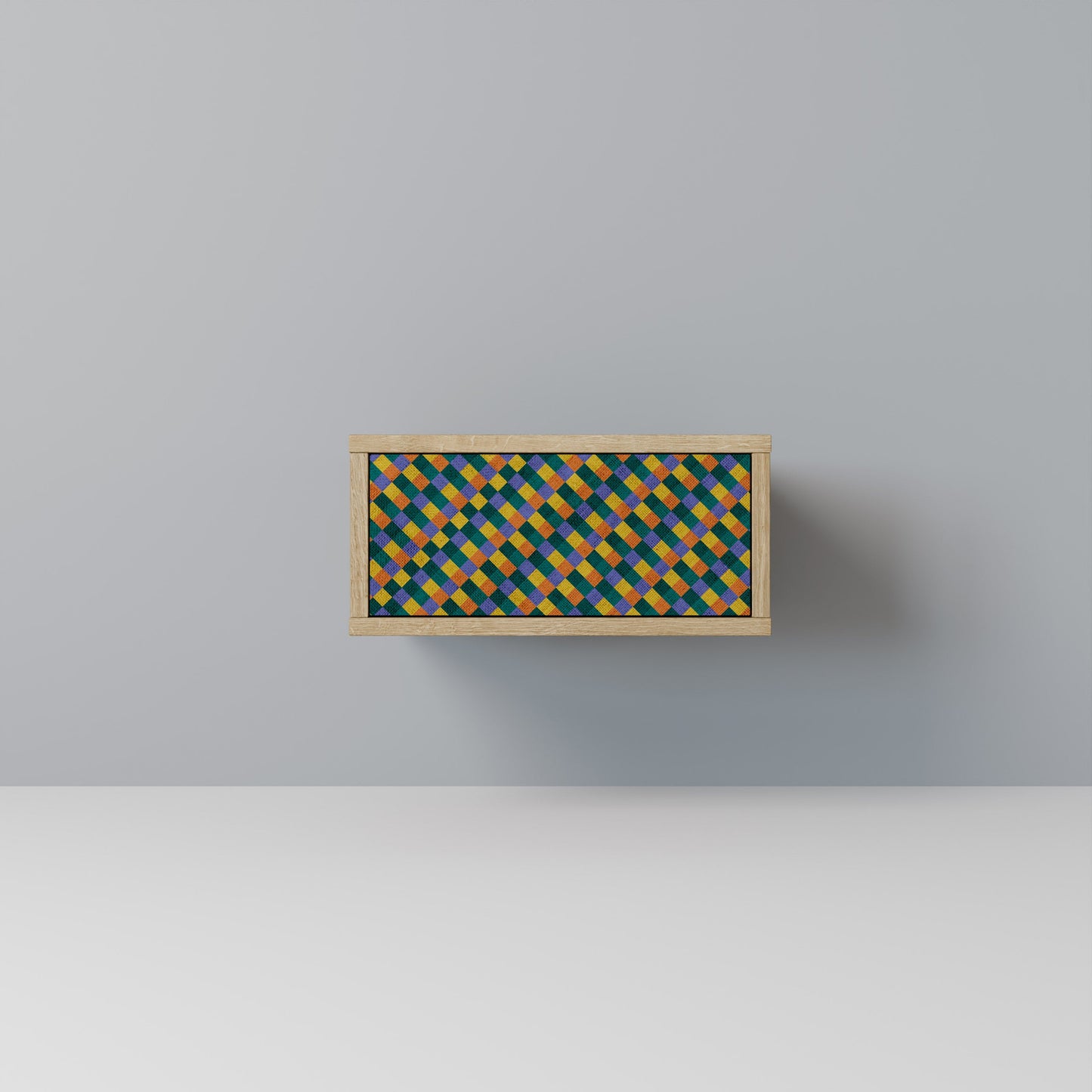 Comodino PAINTED SQUARES MIX effetto rovere