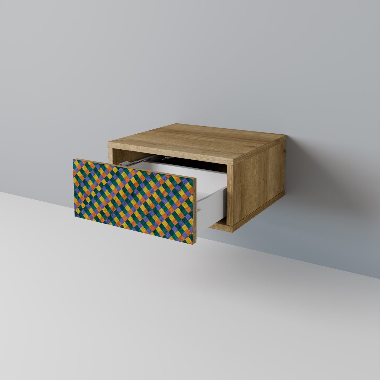 Comodino PAINTED SQUARES MIX effetto rovere