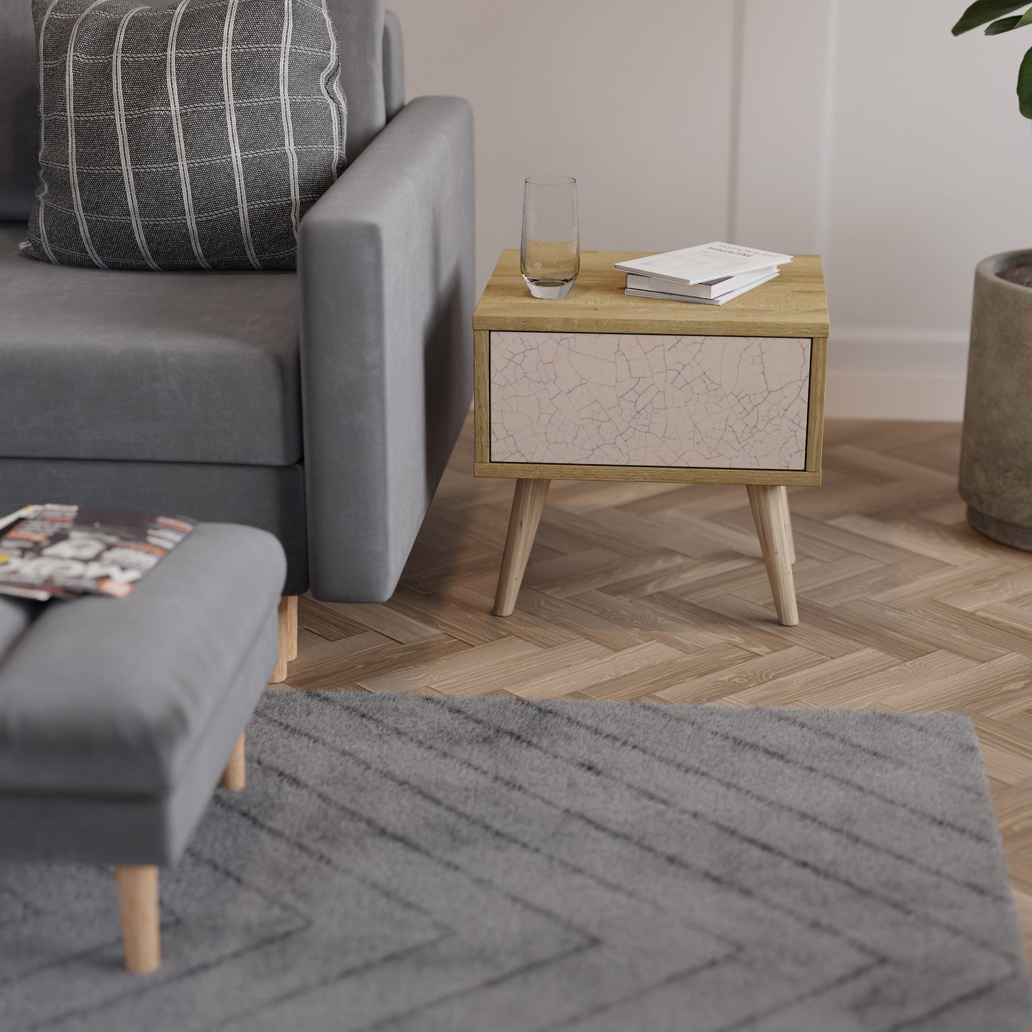 Comodino CERAMIC TEXTURE in effetto rovere