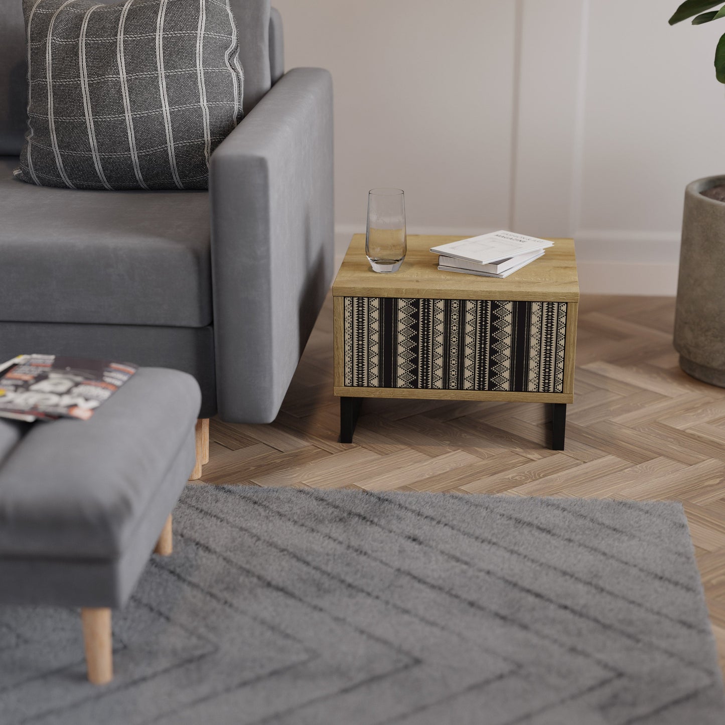 Comodino AZTEC in effetto rovere