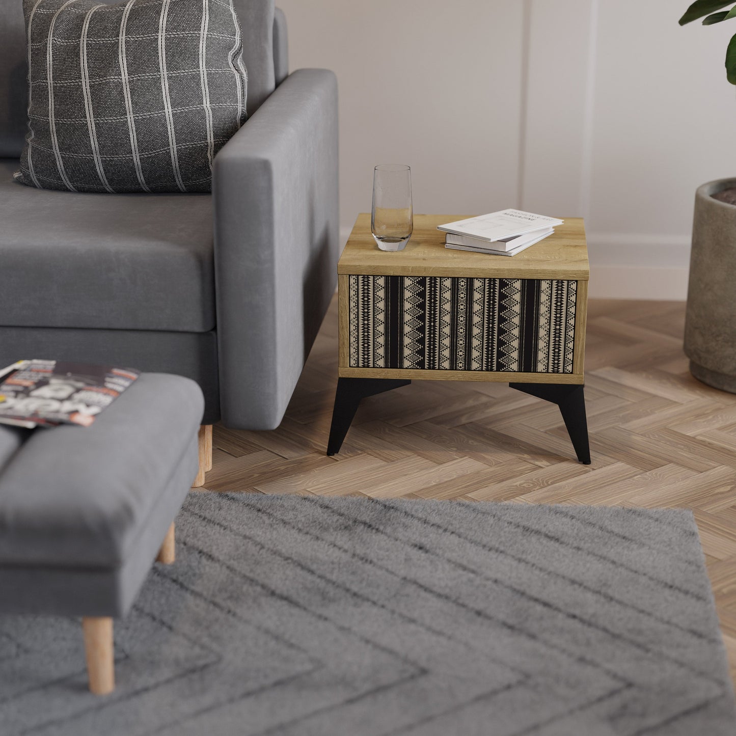 Comodino AZTEC in effetto rovere