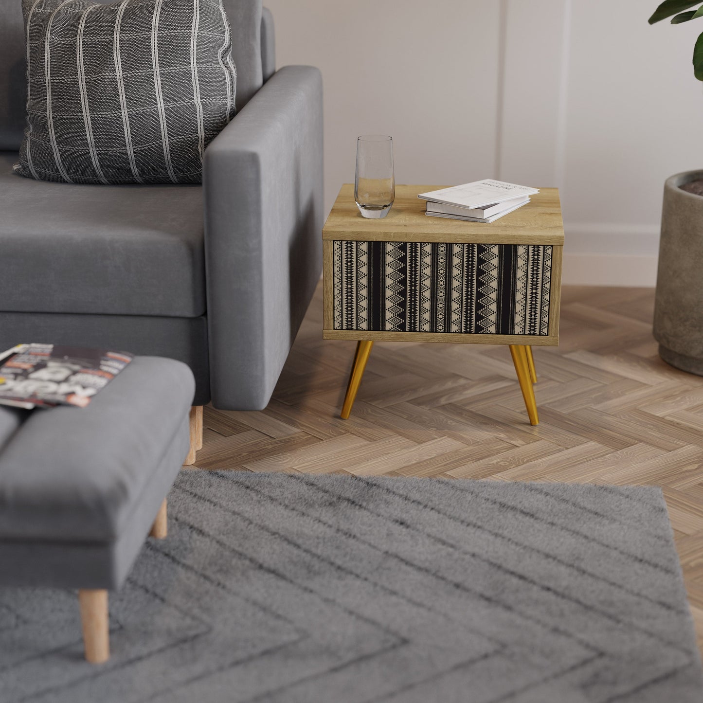 Comodino AZTEC in effetto rovere
