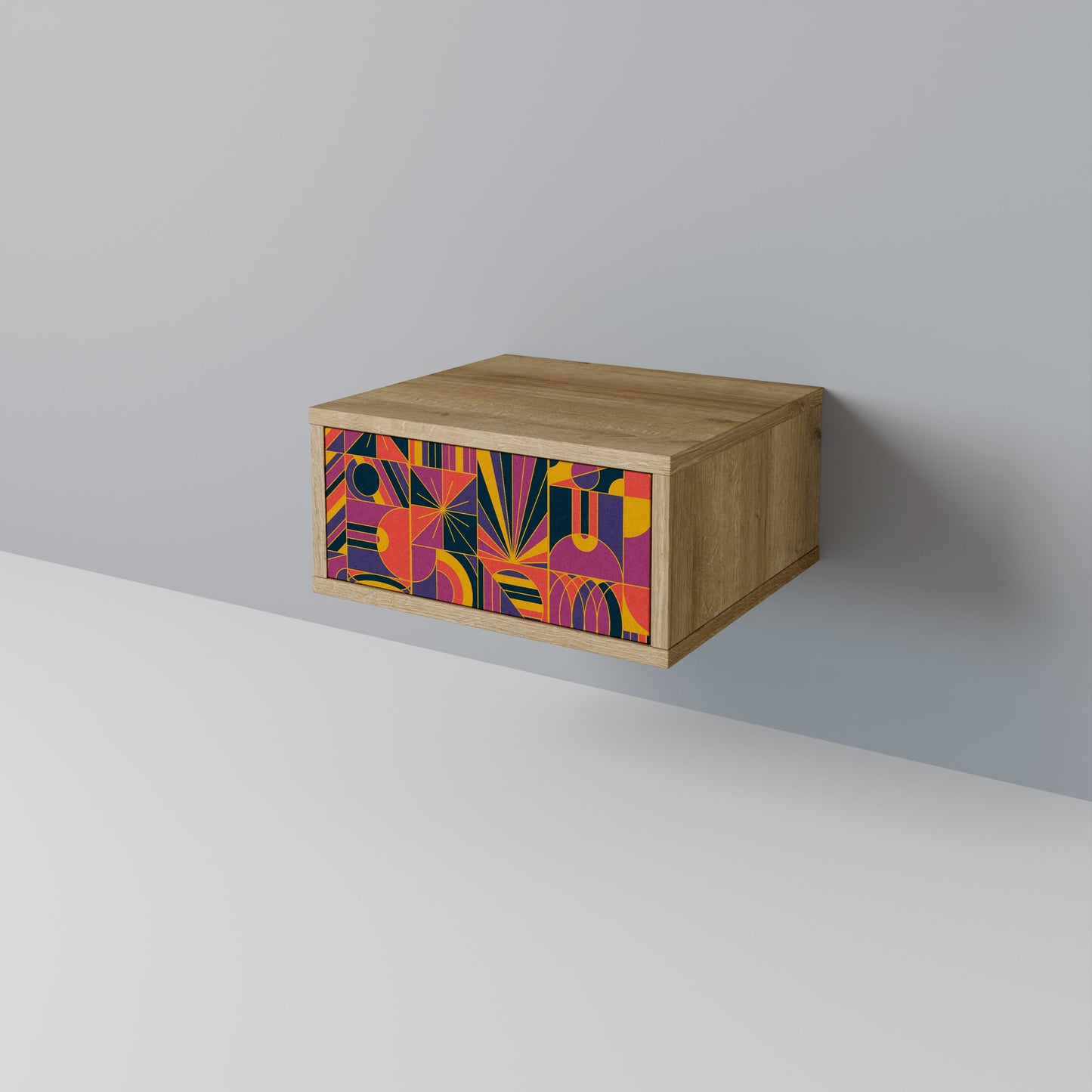 Comodino ELECTRIC PATTERNS in effetto rovere