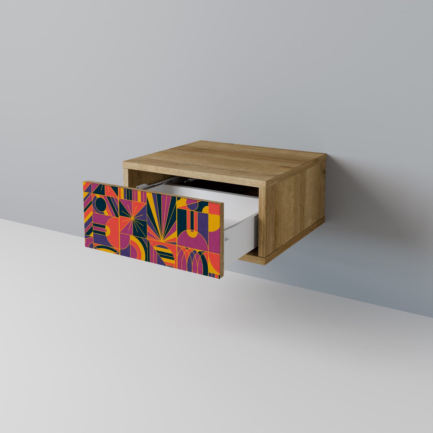 Comodino ELECTRIC PATTERNS in effetto rovere