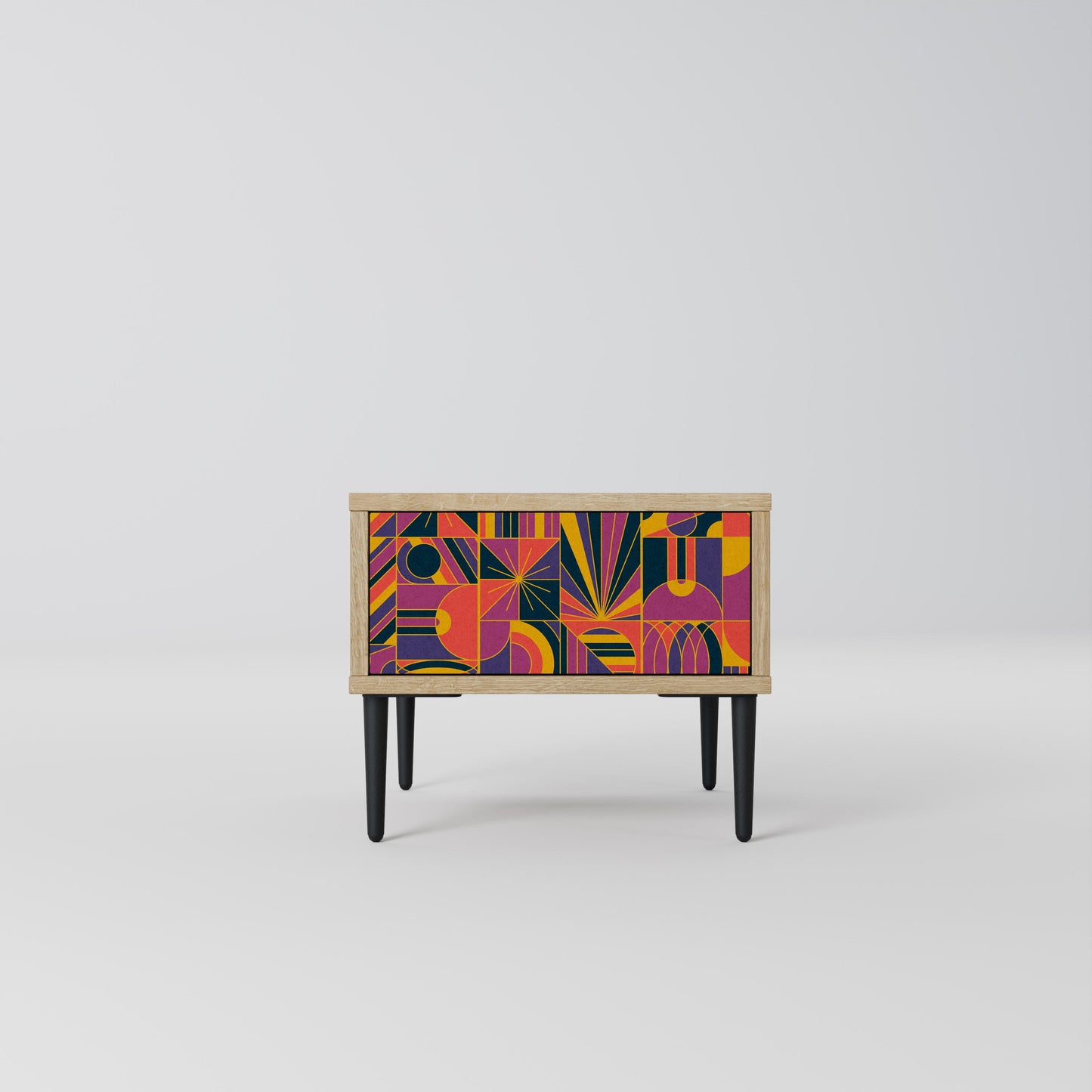Comodino ELECTRIC PATTERNS in effetto rovere