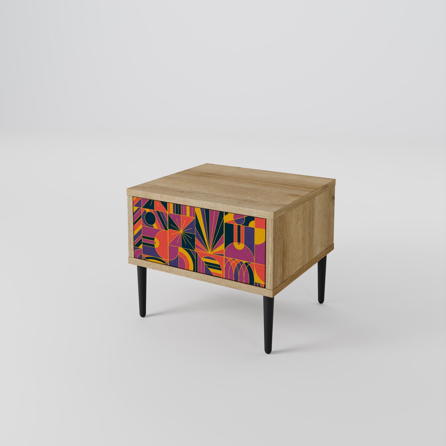 Comodino ELECTRIC PATTERNS in effetto rovere