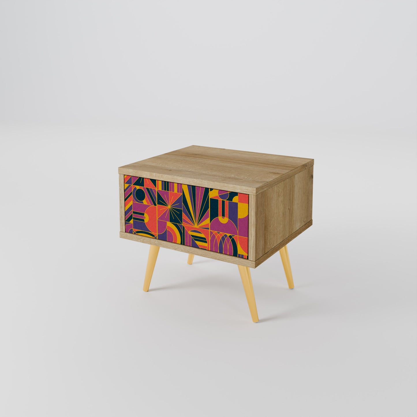 Comodino ELECTRIC PATTERNS in effetto rovere