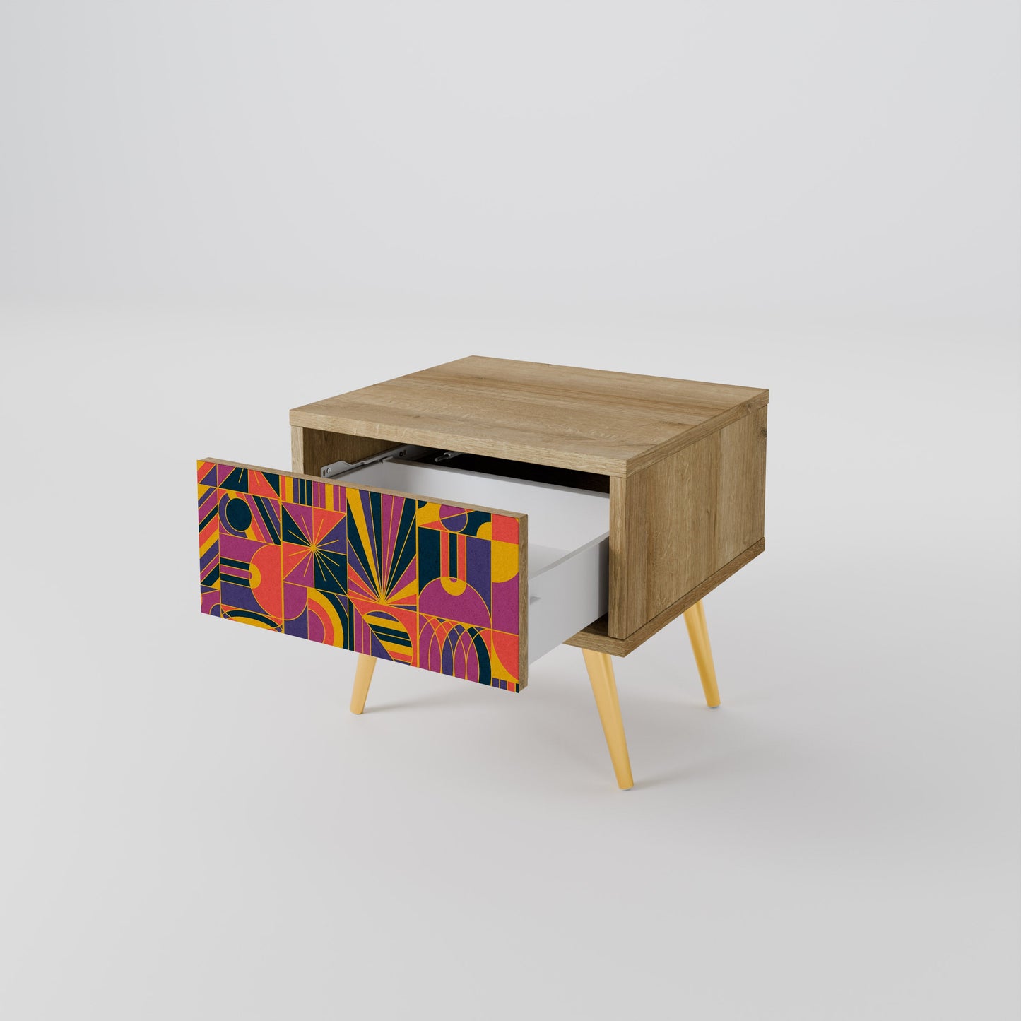Comodino ELECTRIC PATTERNS in effetto rovere