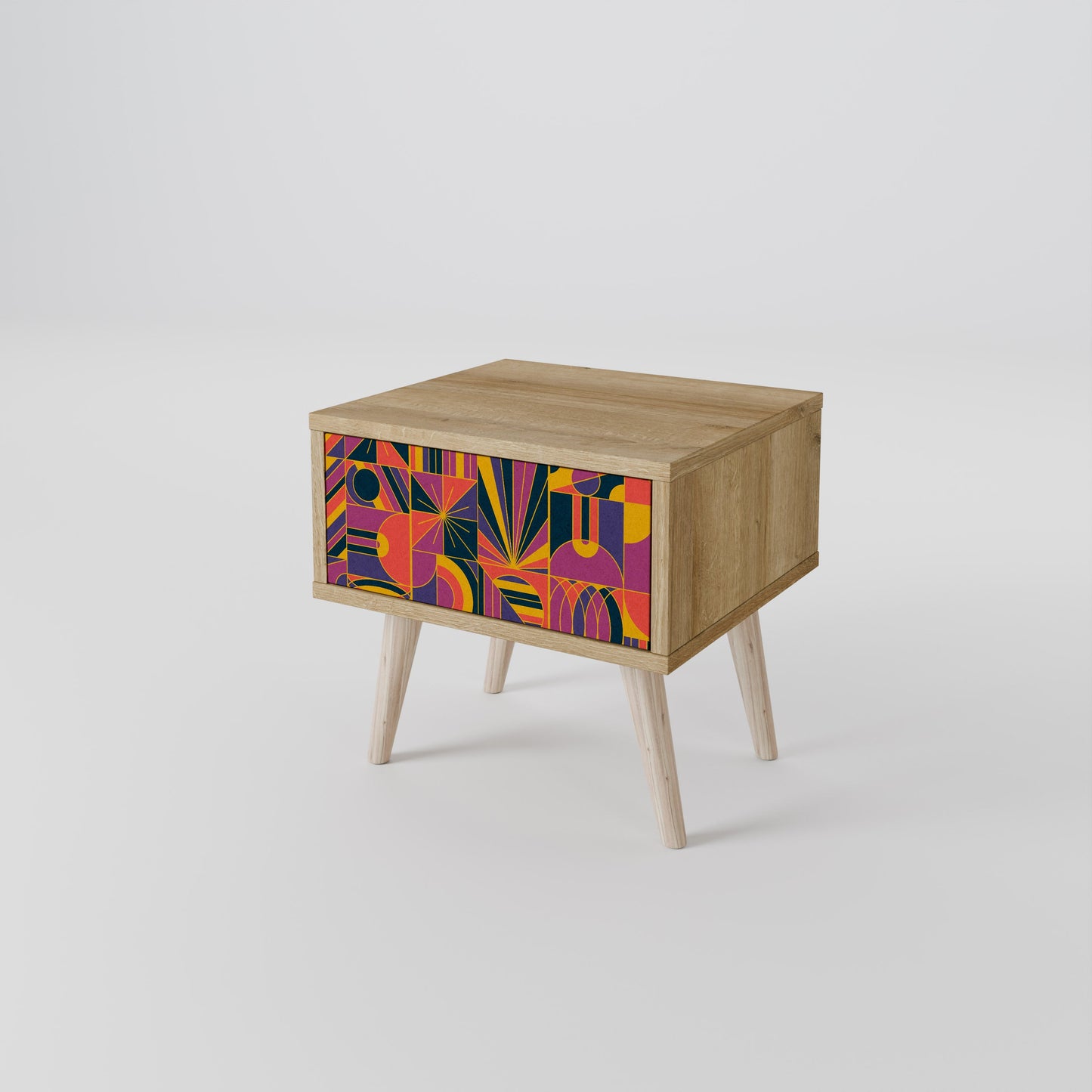 Comodino ELECTRIC PATTERNS in effetto rovere