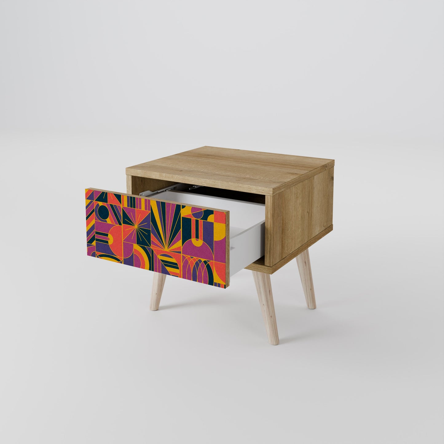 Comodino ELECTRIC PATTERNS in effetto rovere