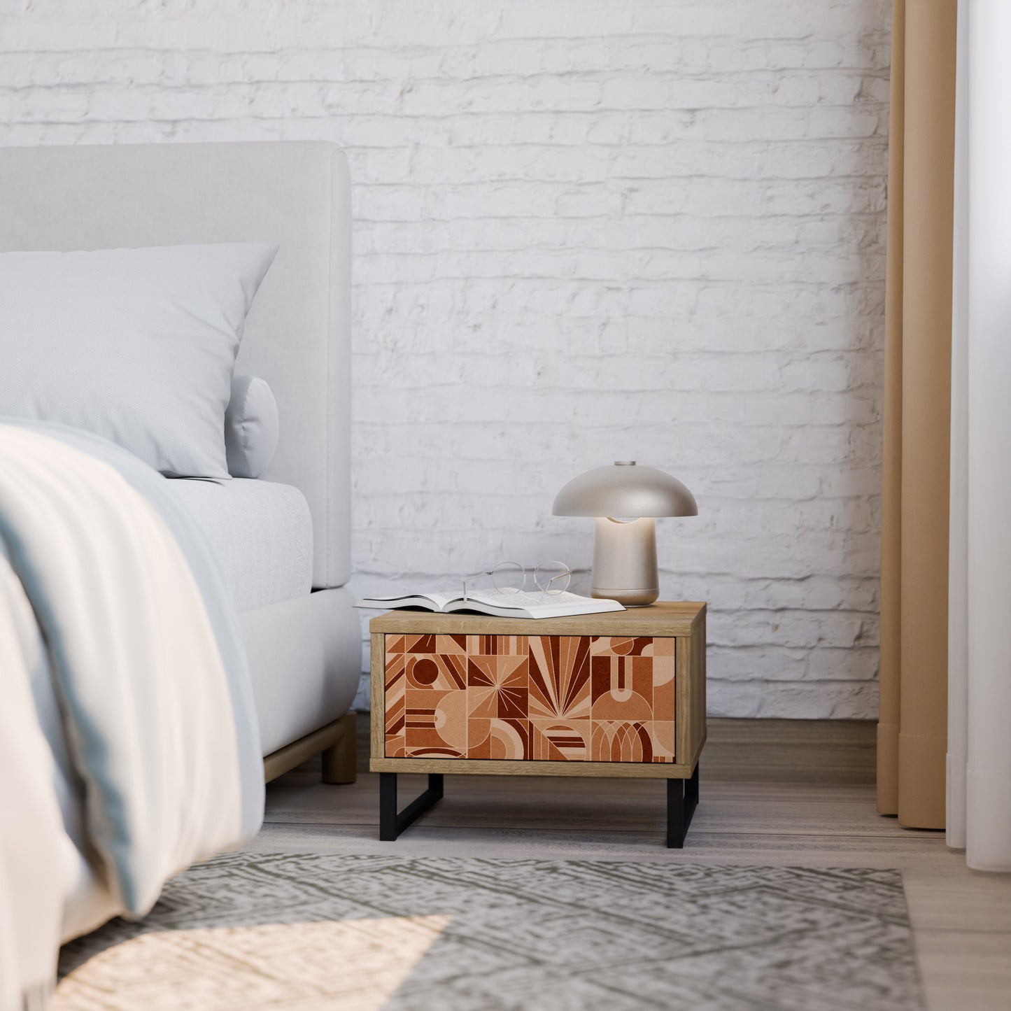 Comodino PRISM MOSAIC in effetto rovere