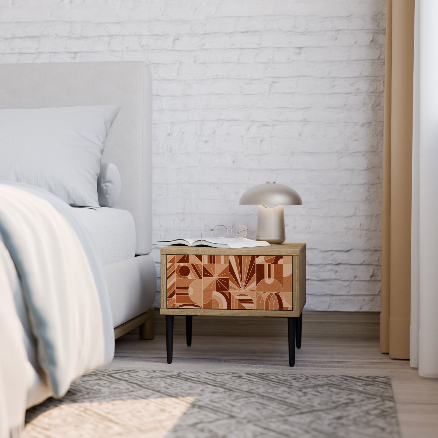 Comodino PRISM MOSAIC in effetto rovere