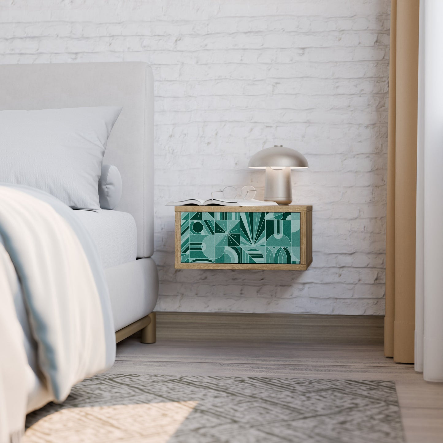 Comodino HARMONIC GRID in effetto rovere