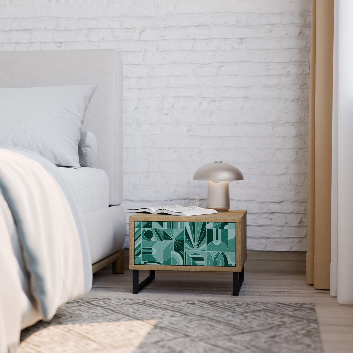Comodino HARMONIC GRID in effetto rovere