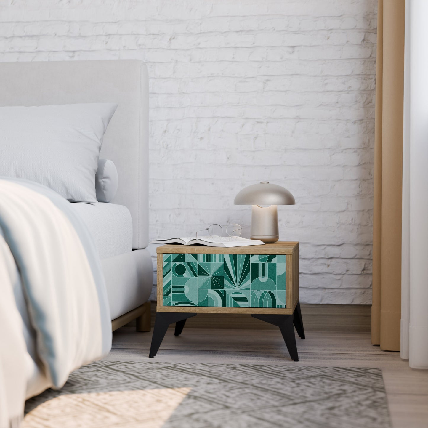 Comodino HARMONIC GRID in effetto rovere