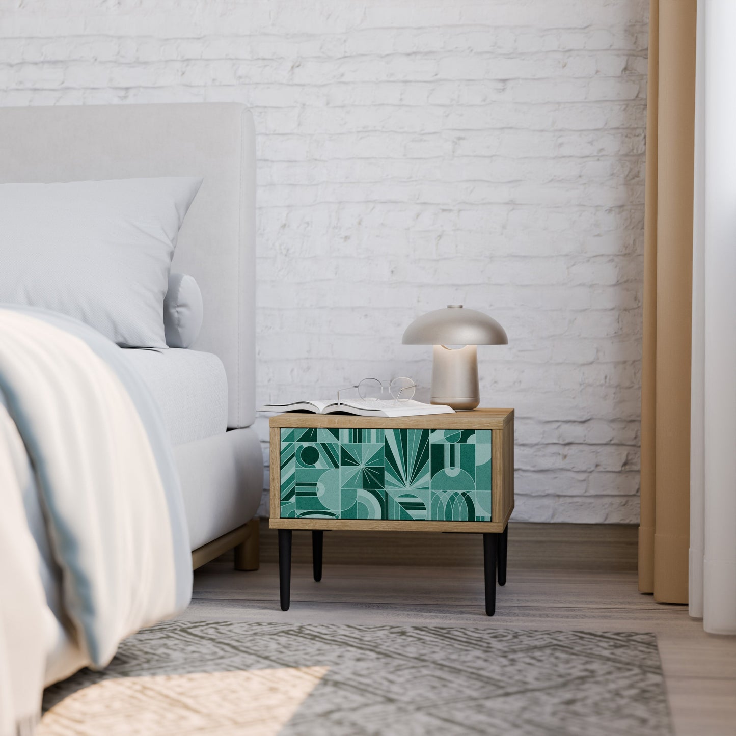 Comodino HARMONIC GRID in effetto rovere