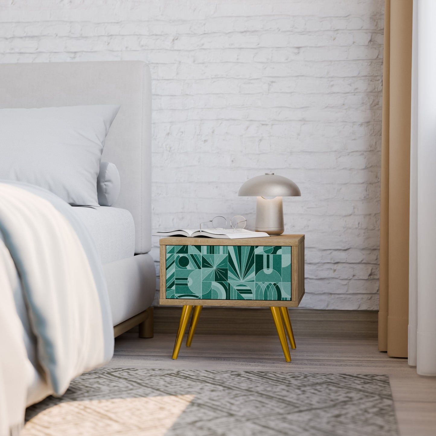 Comodino HARMONIC GRID in effetto rovere