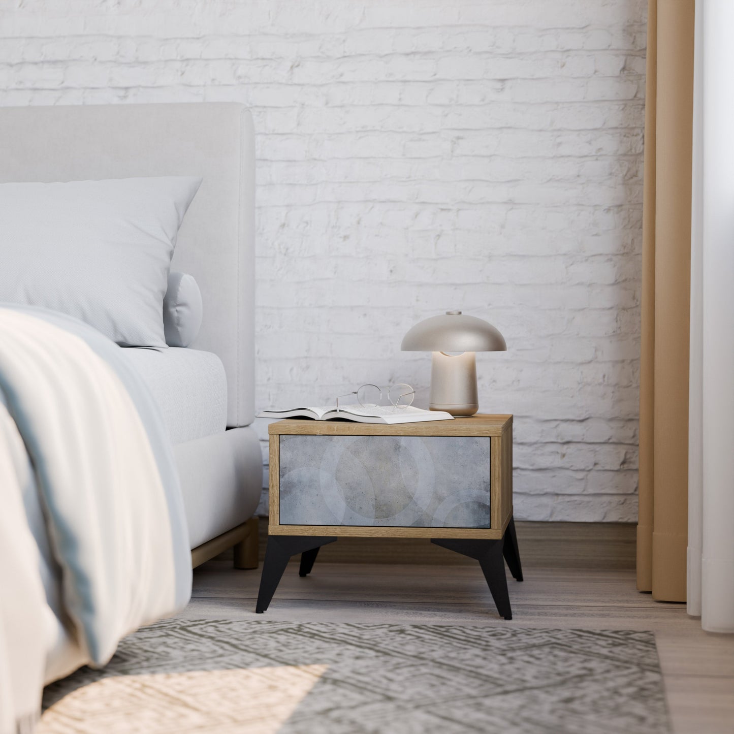 Comodino MUTED ARC effetto rovere