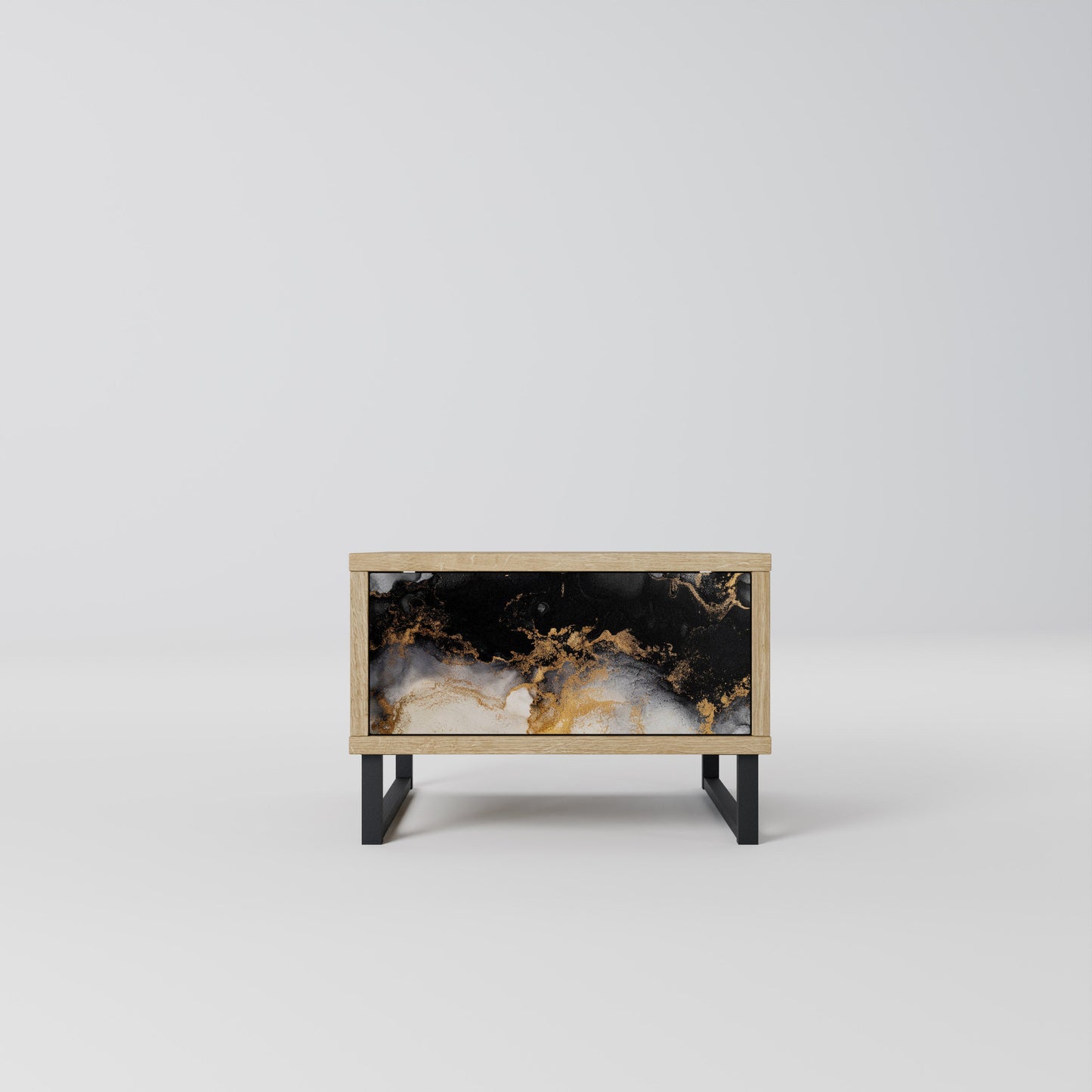 MARBLE OF TOMMORROW Nightstand in Oak Effect