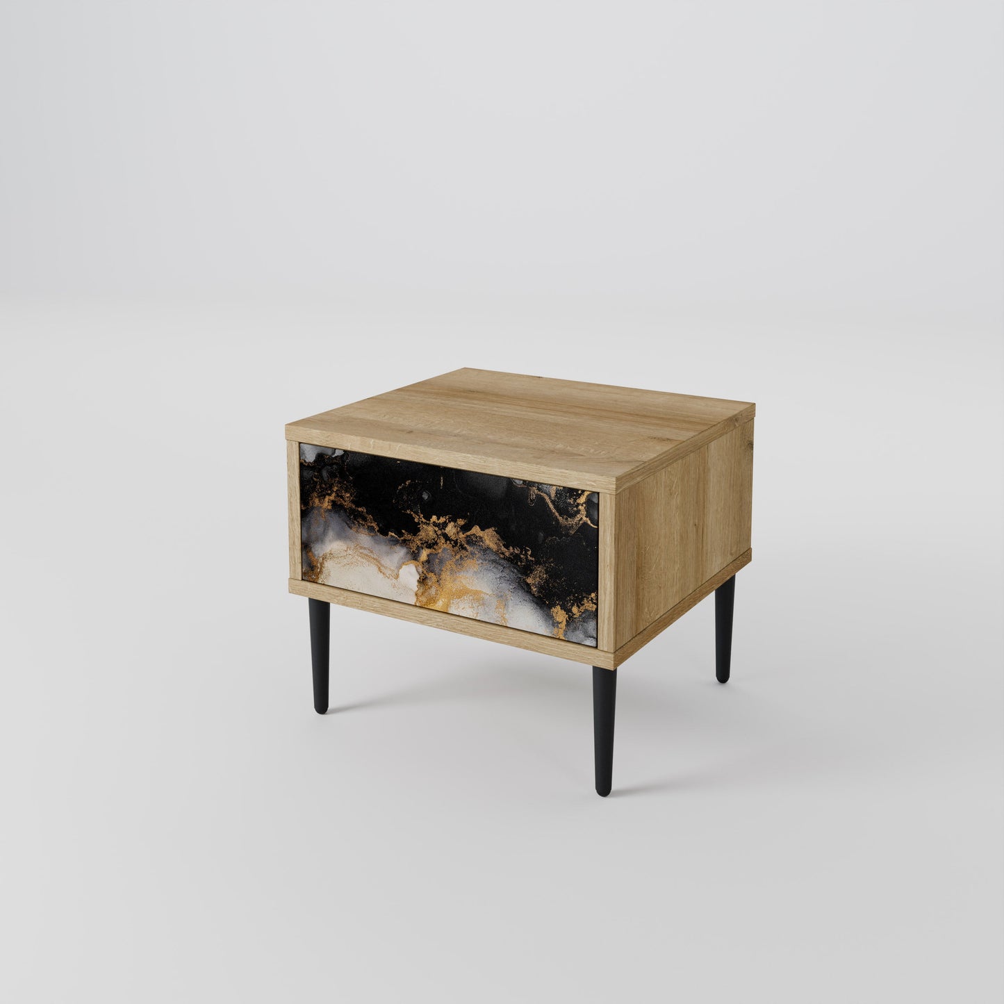 MARBLE OF TOMMORROW Nightstand in Oak Effect
