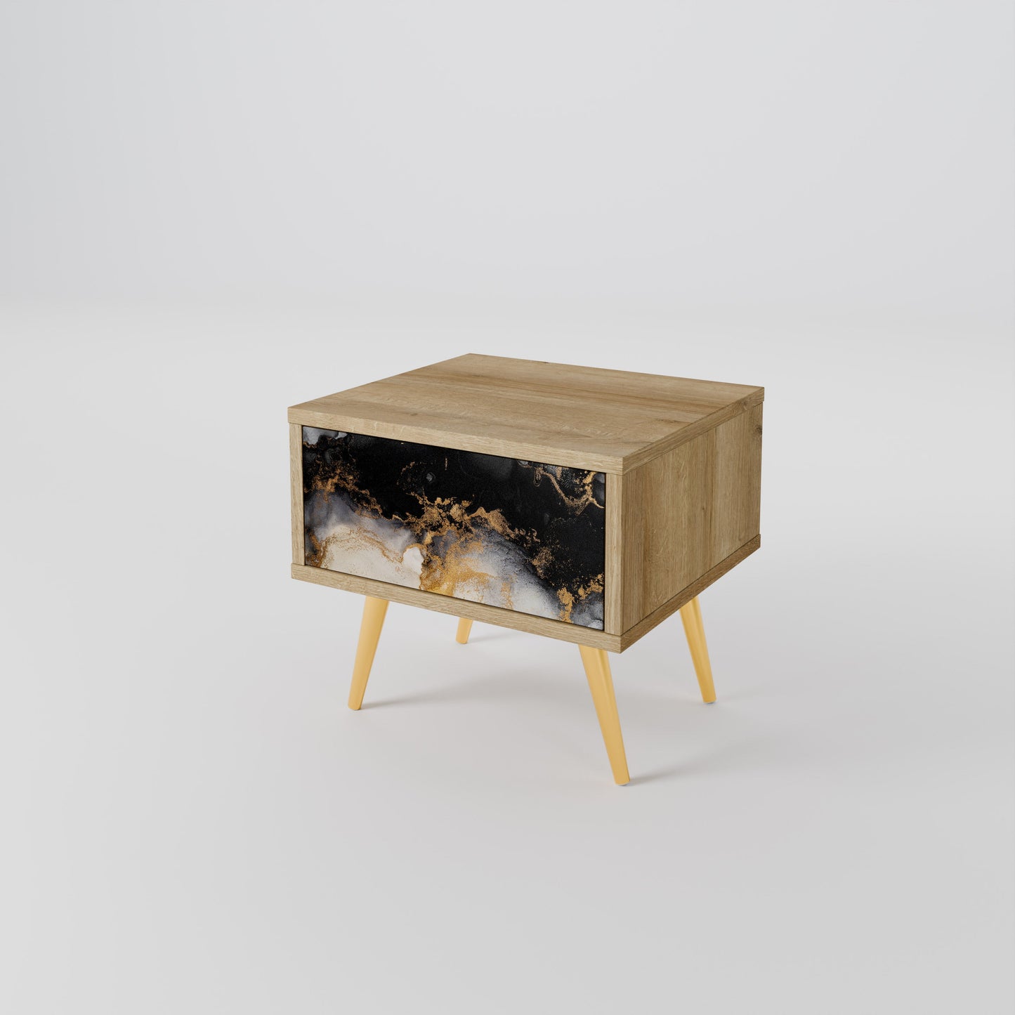 MARBLE OF TOMMORROW Nightstand in Oak Effect