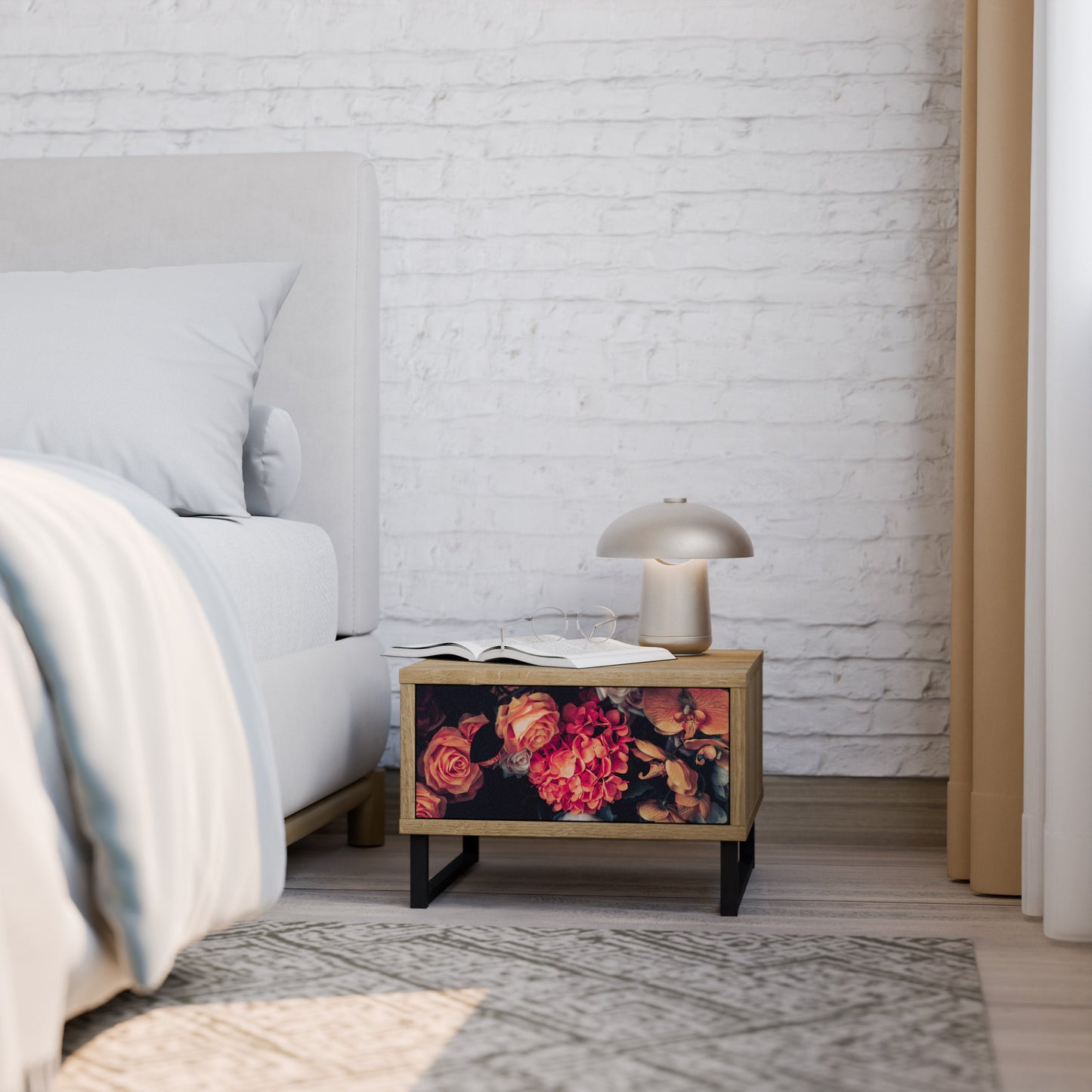Comodino NEVERENDING BLOOM effetto rovere