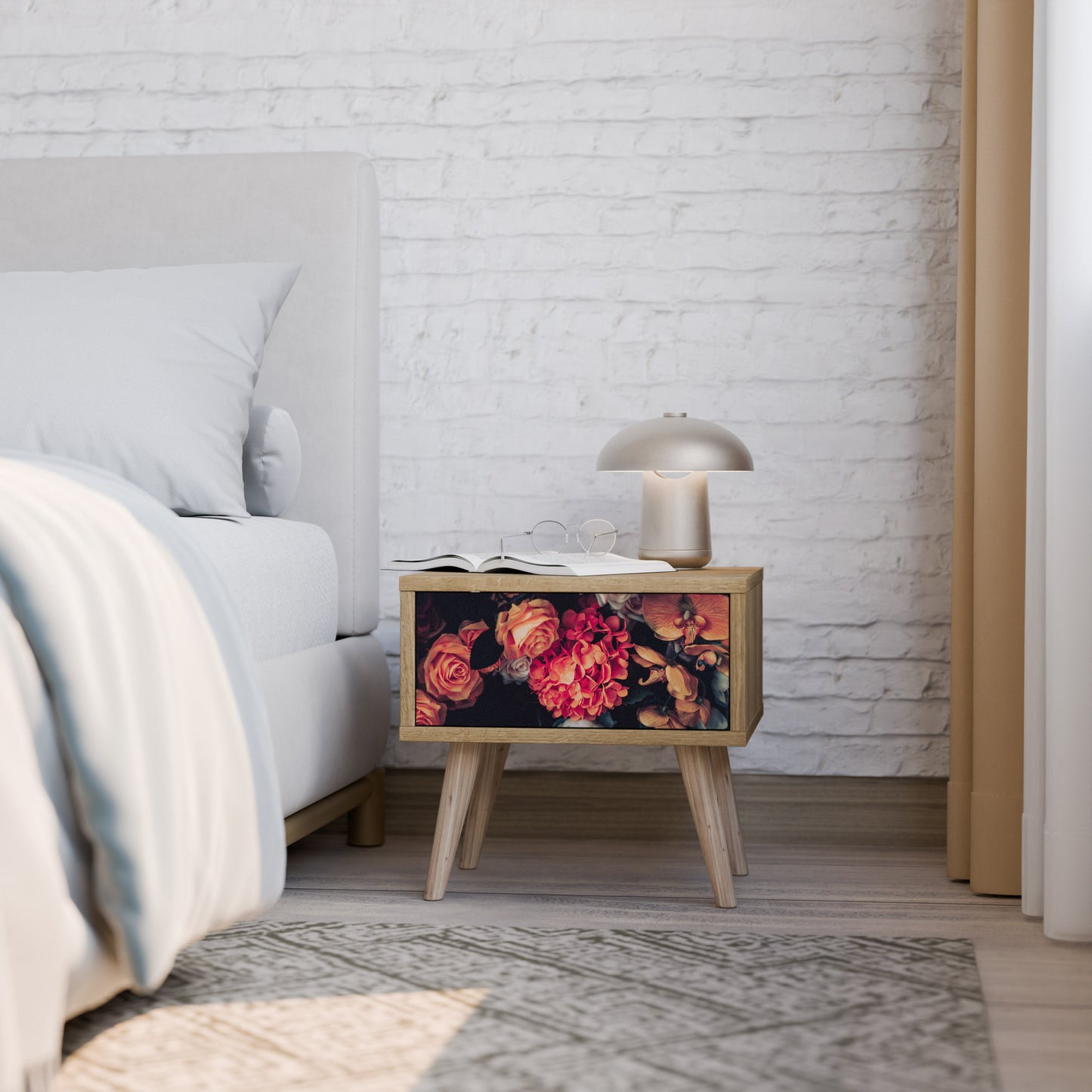 Comodino NEVERENDING BLOOM effetto rovere