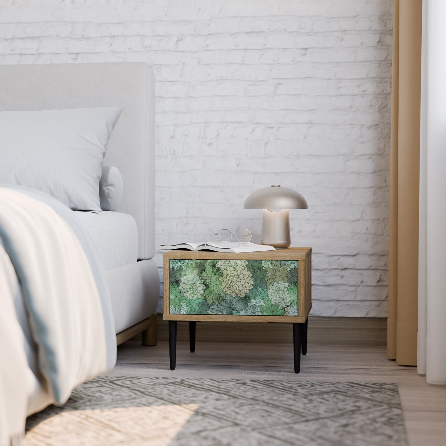 Comodino SUCCULENT CLUSTER in effetto rovere