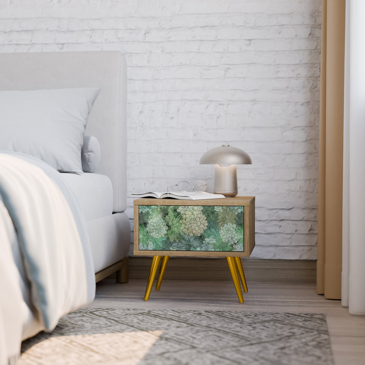 Comodino SUCCULENT CLUSTER in effetto rovere