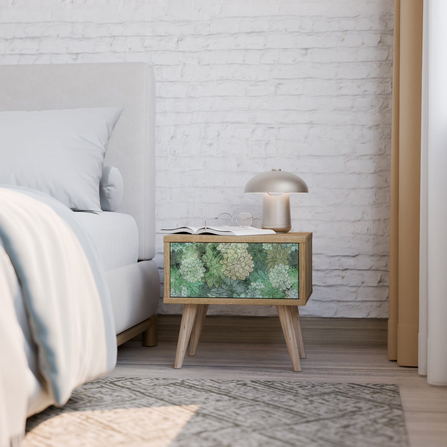 Comodino SUCCULENT CLUSTER in effetto rovere