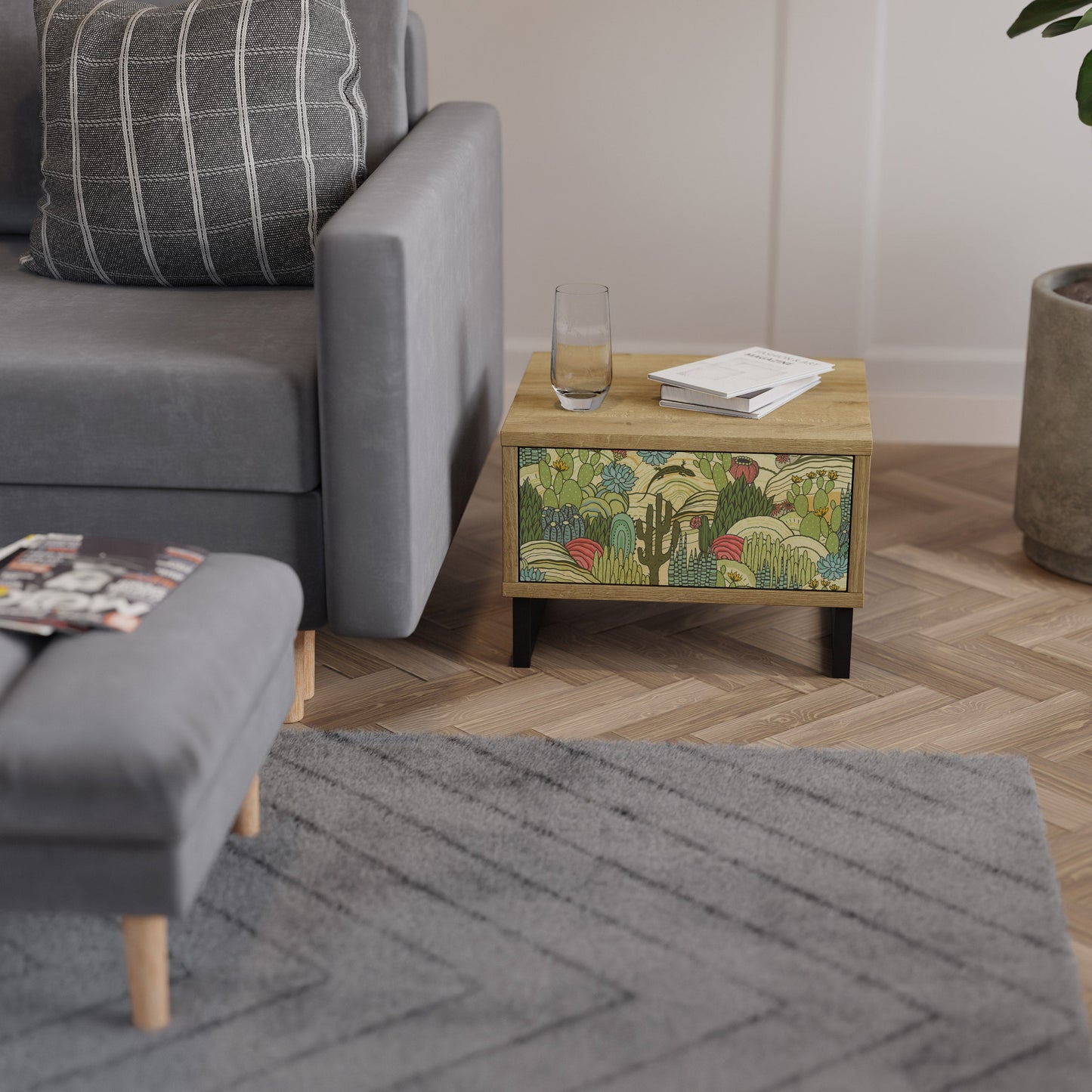 Comodino SUCCULENTS KALEIDOSCOPE in effetto rovere
