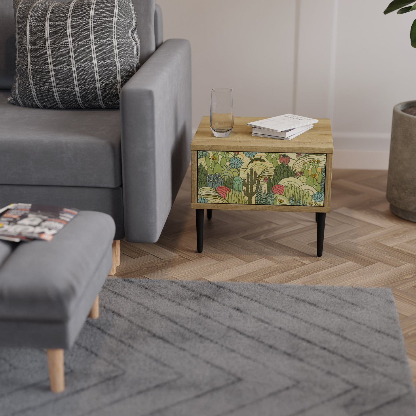 Comodino SUCCULENTS KALEIDOSCOPE in effetto rovere
