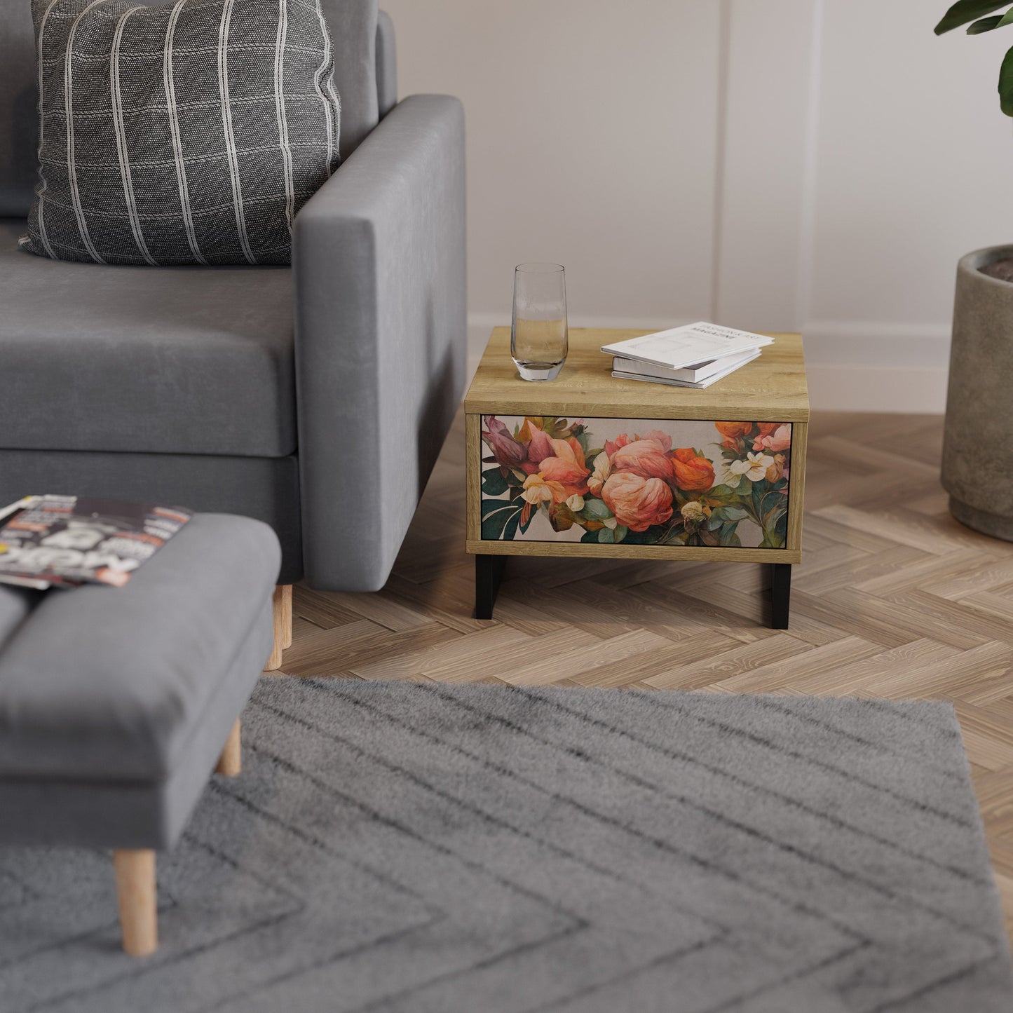 Comodino STYLISH BEAUTY in effetto rovere