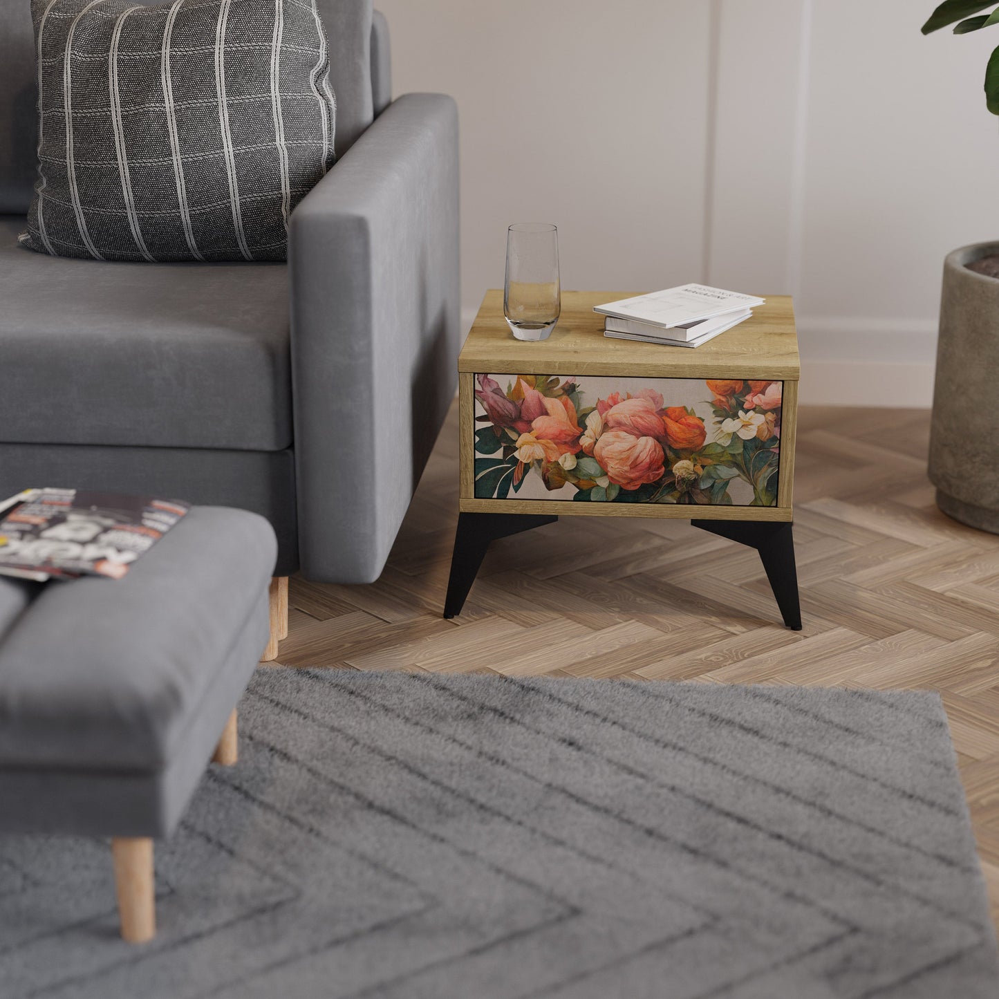 Comodino STYLISH BEAUTY in effetto rovere