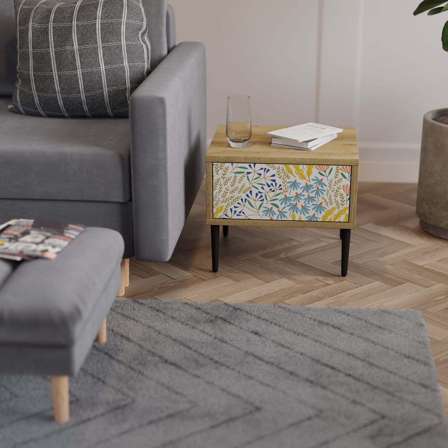 Comodino HELLO SPRING in effetto rovere