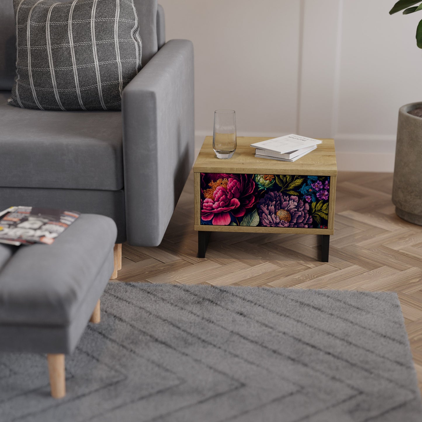 Comodino BLOOMING ELEGANCE in effetto rovere