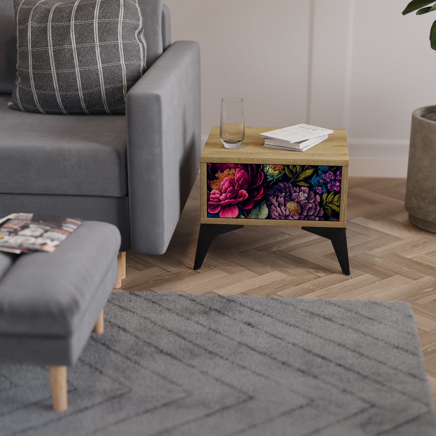 Comodino BLOOMING ELEGANCE in effetto rovere