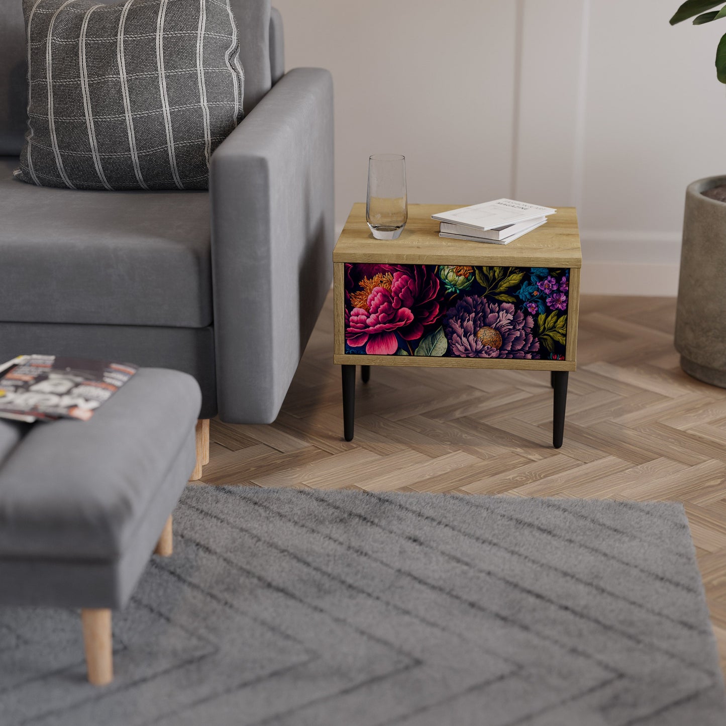 Comodino BLOOMING ELEGANCE in effetto rovere