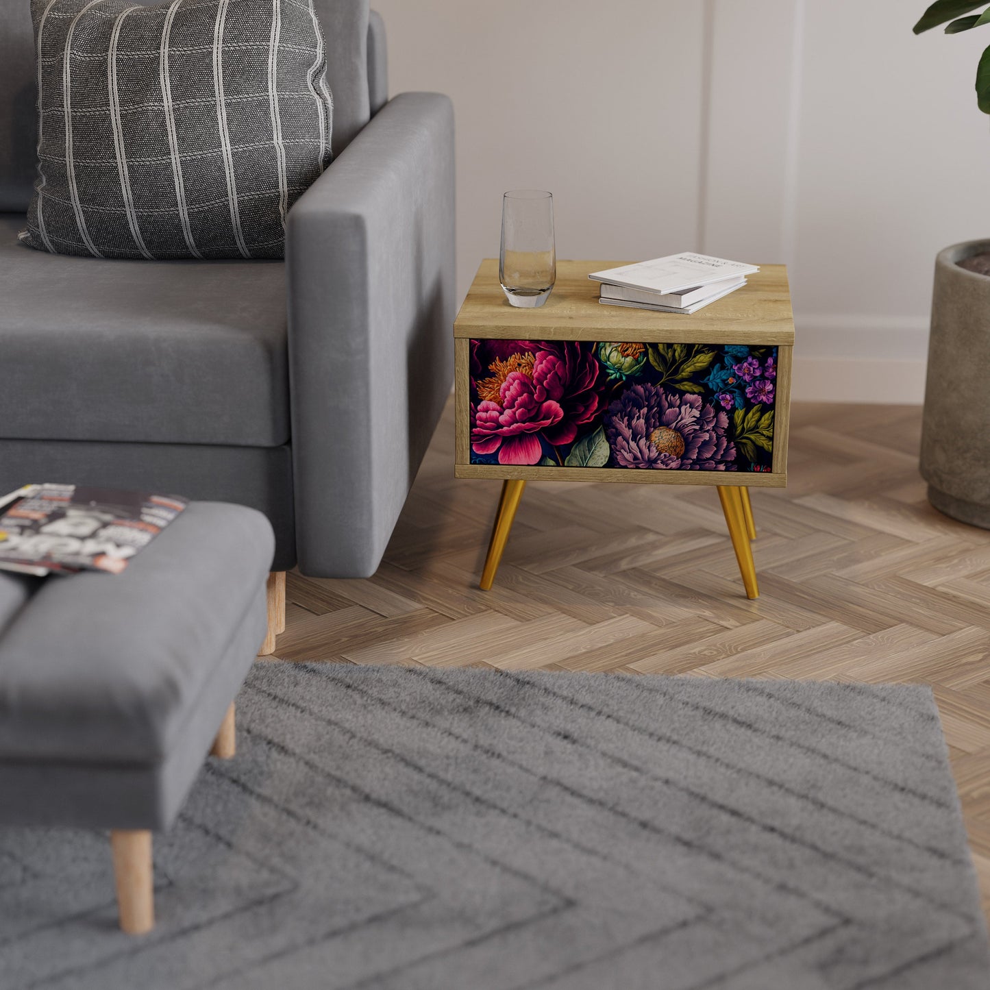 Comodino BLOOMING ELEGANCE in effetto rovere