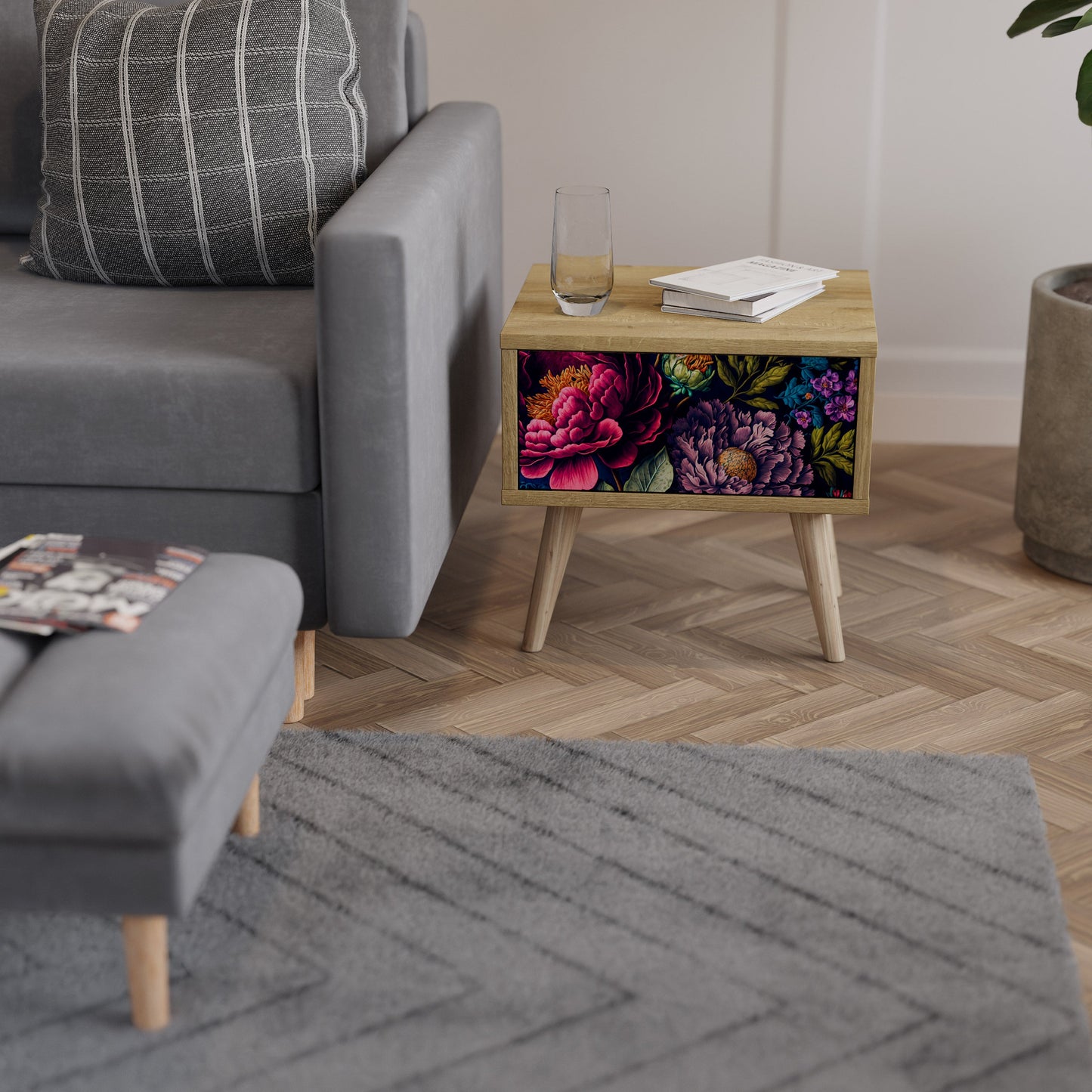 Comodino BLOOMING ELEGANCE in effetto rovere