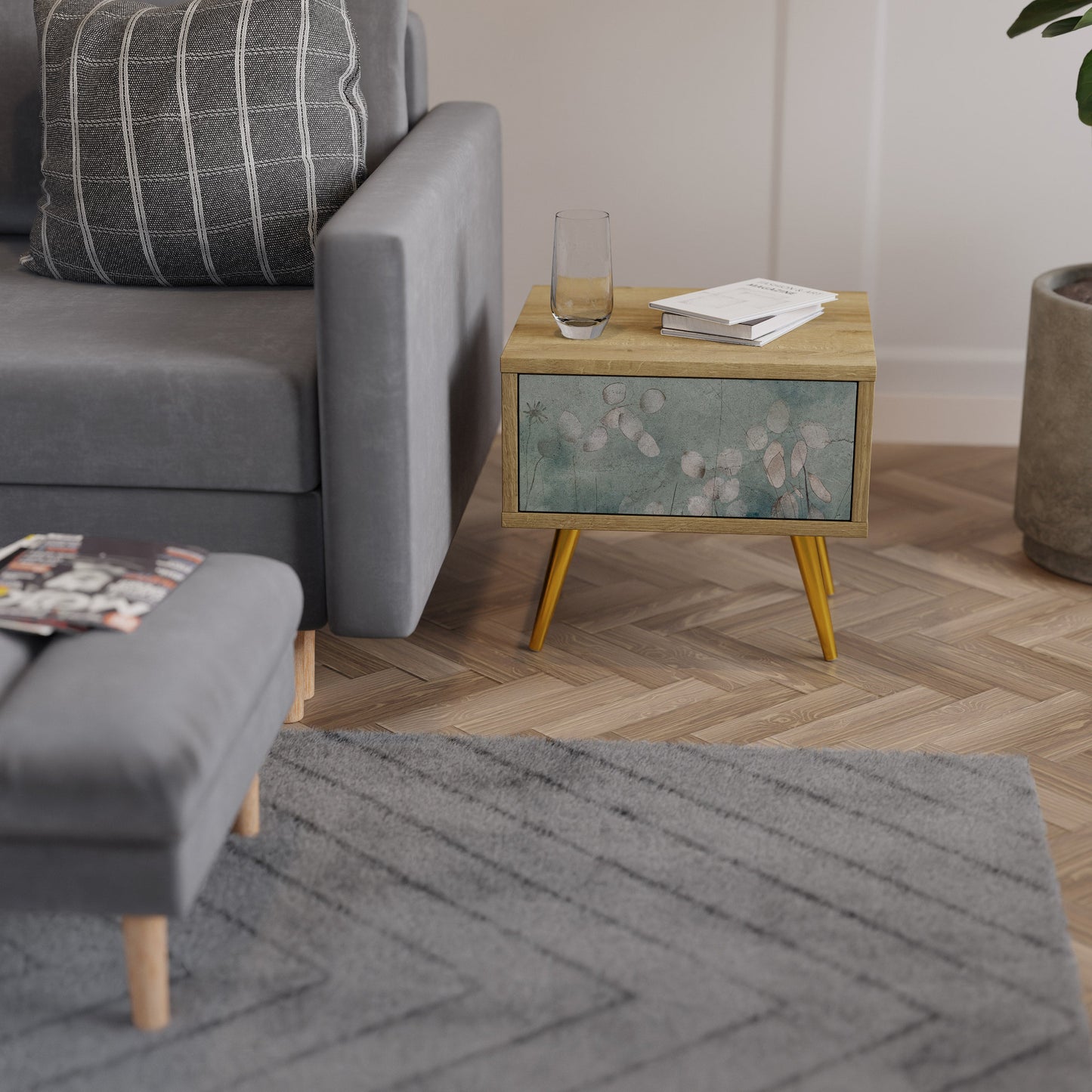 Comodino NIGHT LADY in effetto rovere