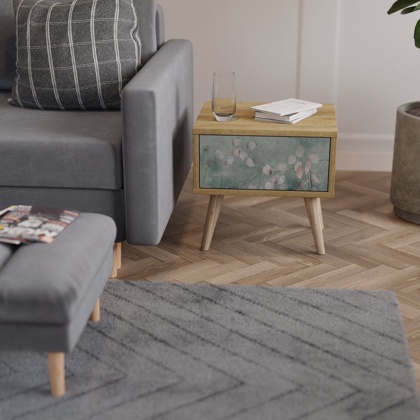 Comodino NIGHT LADY in effetto rovere